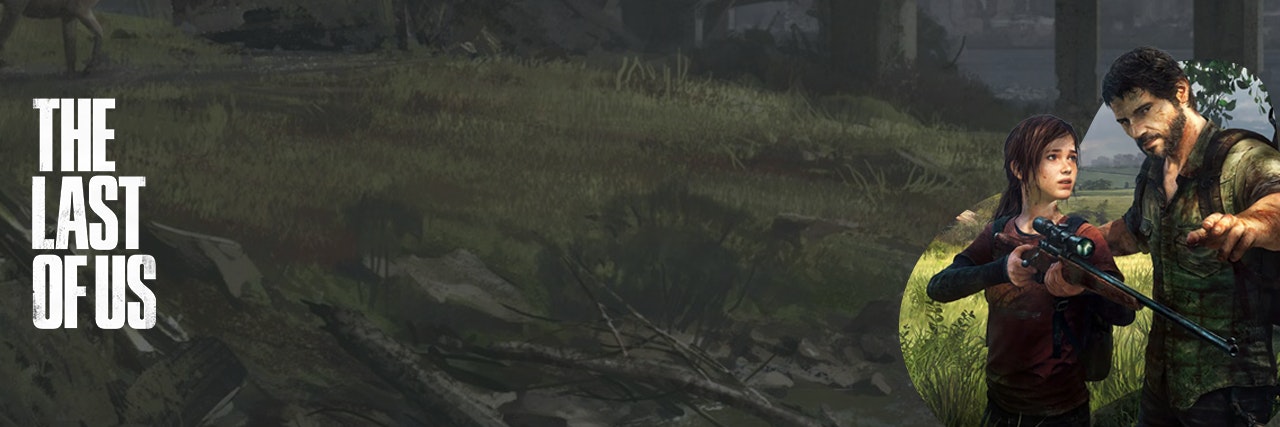 The Last of US Header A still from. the last of us where ellie is holding a gun and Joe is pointing to where she has to shoot.