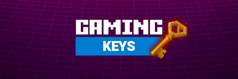 "Gaming Keys" title in the center with a key to its right.