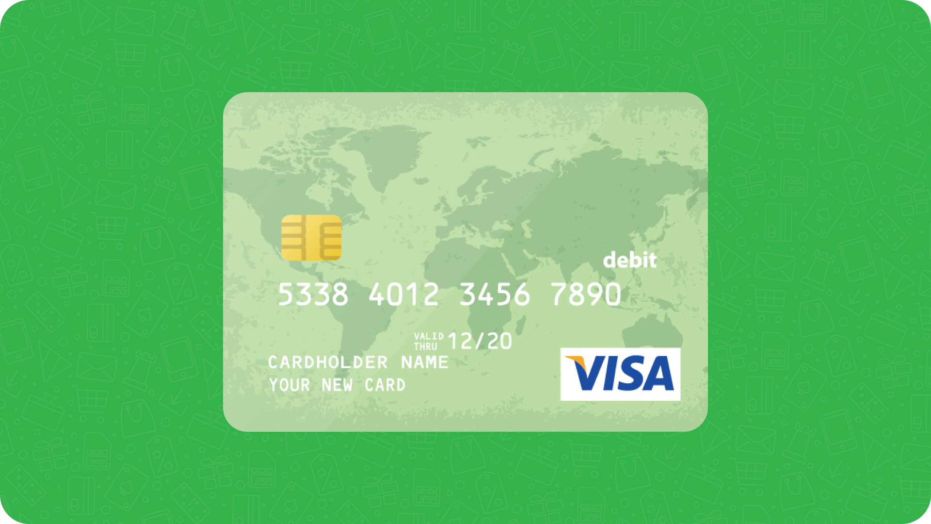 A Visa voucher with a green background